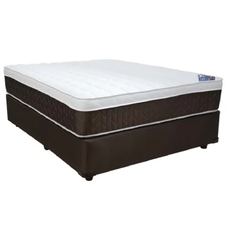 Supreme silver / gold bed set with luxury stretch knit top and squeak-free base - Johannesburg Discount Beds